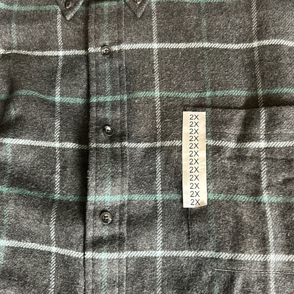 NWT Field Gear FG flannel men’s 2X grey window plaid 💯 cotton button down shirt - Picture 3 of 11